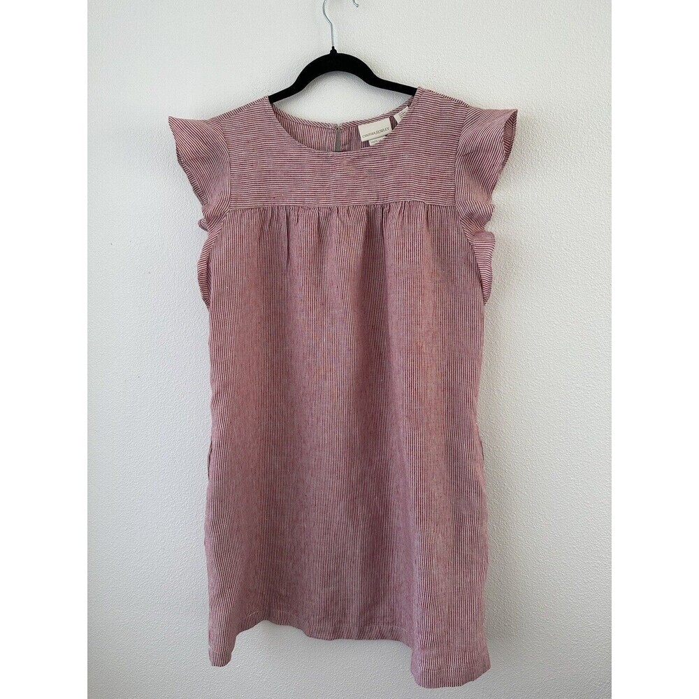 Cynthia Rowley Linen Cap Sleeve Dress, Red White Stripe Pockets